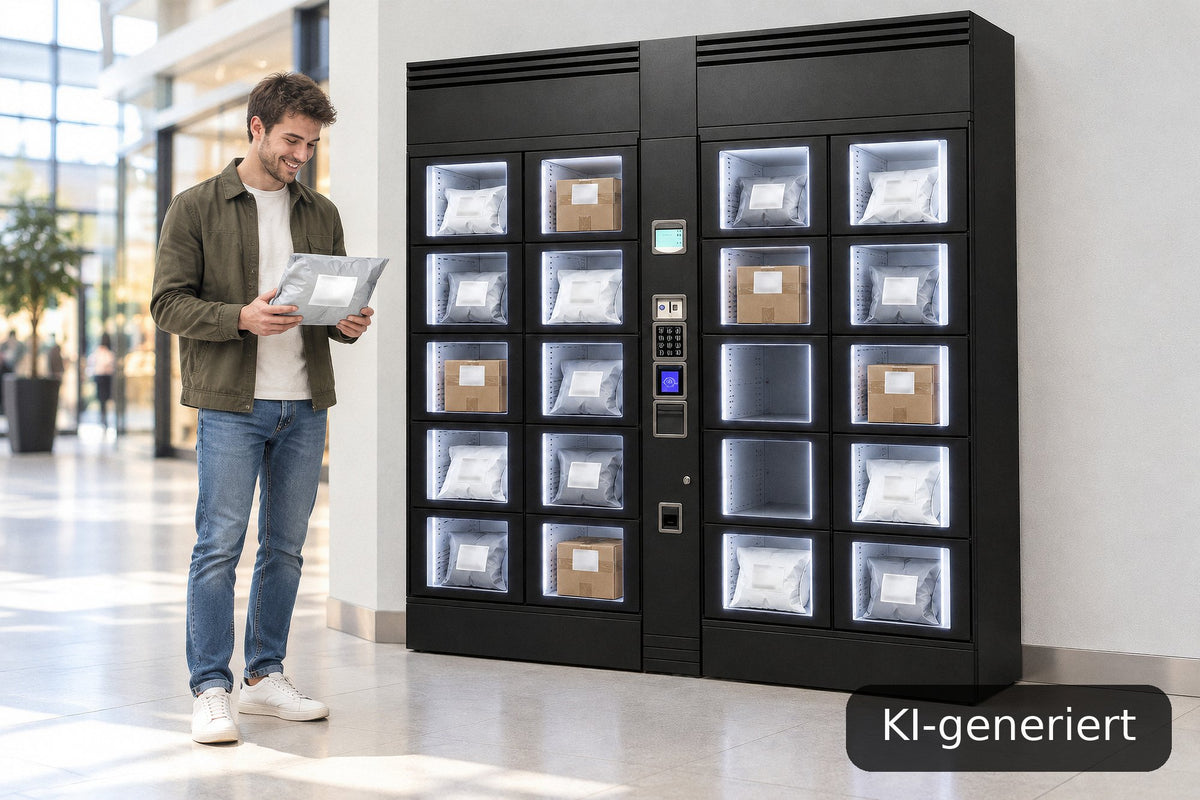 Sichere Klappenausgabe am Mystery Box Automat – jedes Paket kommt an