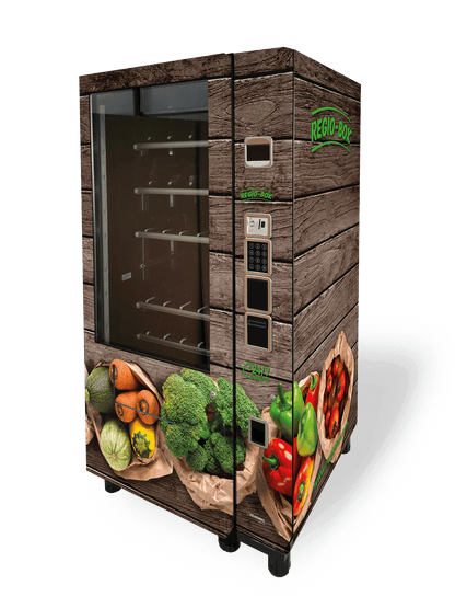 Regio-Box Obst- und Gemüseautomat mit 24/7-Verkauf und Holzoptik für frische regionale Produkte